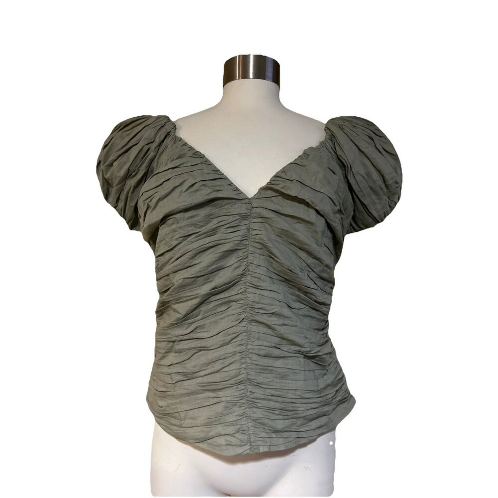Abercrombie & Fitch Top Women Small Ruched Sweetheart Crop Puff Sleeve New